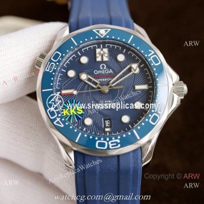 New! Omega Diver 300m James Bond Limited Edition Watch Blue Spiral Dial