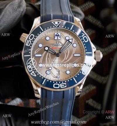 Omega Diver 300m James Bond Limited Edition Watches Blue Rubber Strap Gray Face