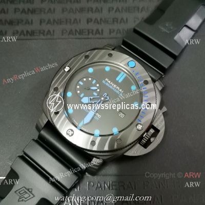 New Style Panerai Submersible Rubber Strap Carbotech PAM01616 47mm Watch
