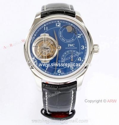 New! Swiss Replica IWC Portugieser Constant Force Tourbillon Watch Blue Dial