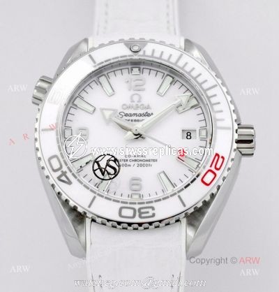 New VS Factory Omega Seamaster Planet Ocean 600m White Ceramic White Rubber Strap TOKYO 2020 Ladies Watch Replica