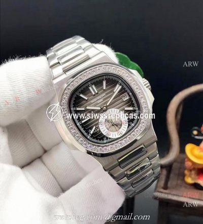 Patek Philippe Nautilus Replica Watch Stainless Steel Diamond Bezel