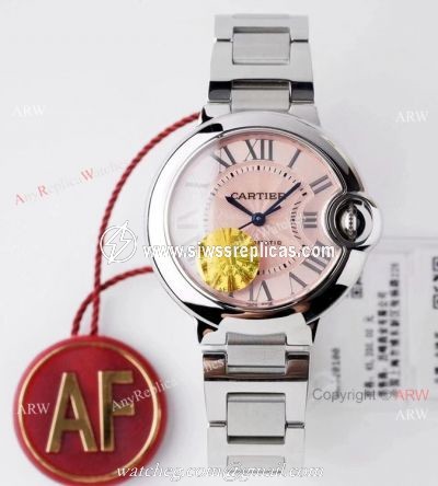 (AF) Swiss Replica Ballon Bleu Cartier Watch 33mm Pink Dial