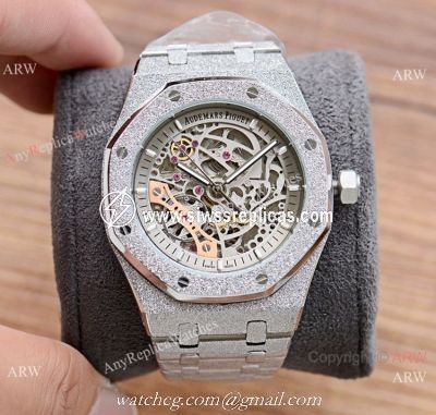 New Copy Audemars Piguet Royal Oak Watch Silver Frosted Skeleton Dial