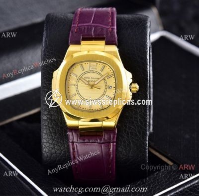 Copy Patek Philippe Lady Nautilus Quartz Watches Yellow Gold