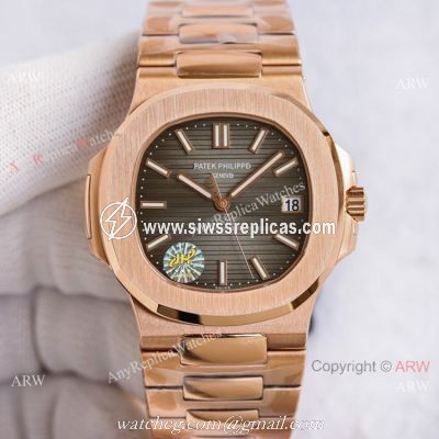 Swiss Copy Patek Philippe Nautilus PPF Factory Cal324 Watch Gray Gradient Dial Rose Gold