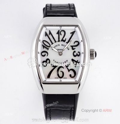 New V32 Franck Muller Vanguard Women Watch Replia with Black Leather Band