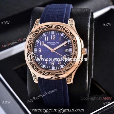 Clone Patek Philippe Aquanaut Rose Gold Engraving Watches Vintage Model
