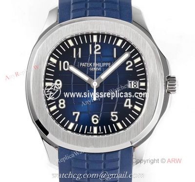 (ZF) Swiss 324 Patek Philippe Aquanaut 5168 Blue Dial Blue Rubber Strap Men Watch Replica