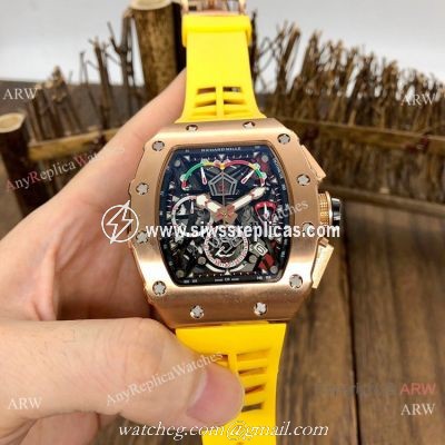 Japan Grade Richard Mille Rose Gold Chronograph Watch 50mm