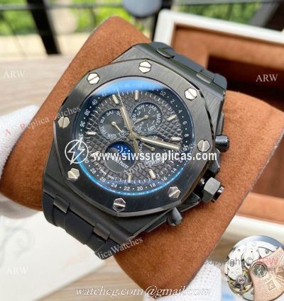 Copy Audemars Piguet Moonphase Watches Black Steel Case