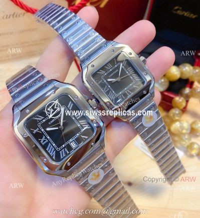 2020 NEW! Copy Cartier Santos de Large Quartz Watch Grey Dial