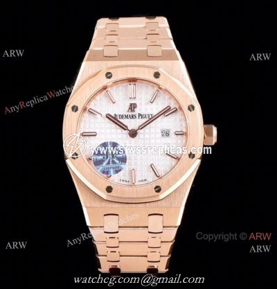 JF Audemars Piguet Lady Royal Oak Copy Watch Rose Gold White Dial 33mm