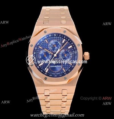 BF Factory Swiss Audemars Piguet Royal Oak Perpetual Calendar Watch Rose Gold Blue Cal.5134 Movement