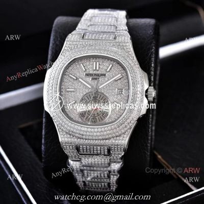 Luxury Replica Patek Philippe Nautilus Iced Out Watches Automatic