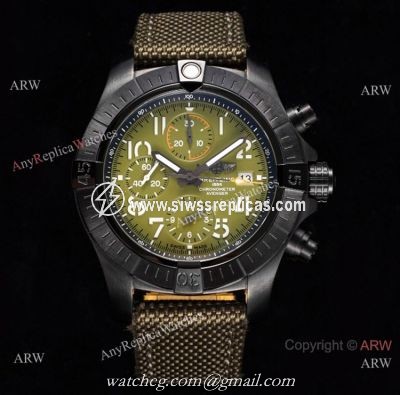 Swiss Grade Clone Breitling Super Avenger II 7750 Watch Black Steel and Green