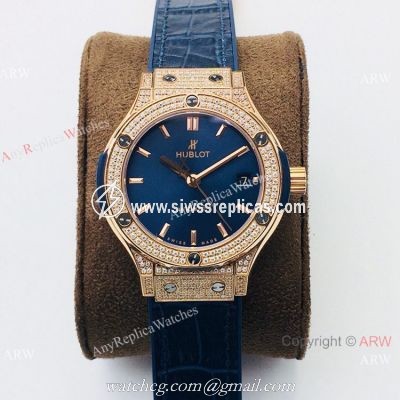 Luxury Swiss Replica Hublot Classic Fusion Ladies Watches Rose Gold Diamond