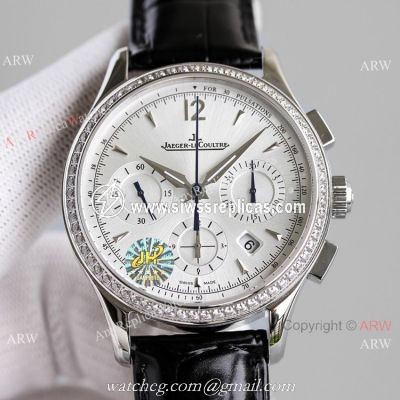 Swiss Fake Jaeger-LeCoultre Master Chronograph Watch Diamond Bezel