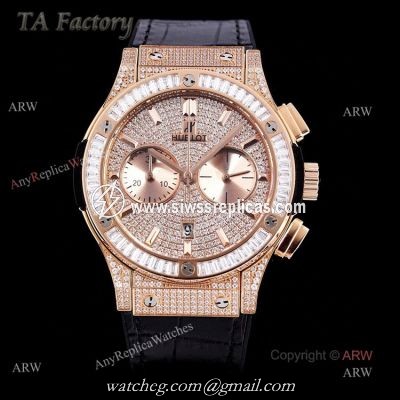 Copy Hublot Big Bang Diamond Watch Swiss Made Rose Gold Hublot Big Bang Chronograph Watch 45mm