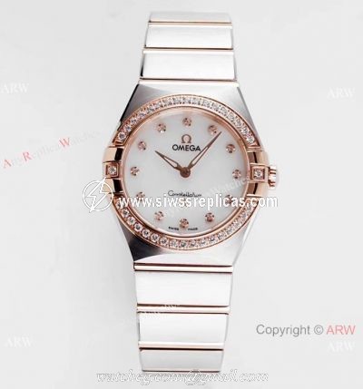 NEW! Swiss Replica Omega Constellation Two Tone Rose Gold Watch 28mm Quartz