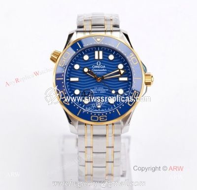 VS Factory Omega Seamaster Diver 300m Blue Dial Gold And Silver Watch Best Replica