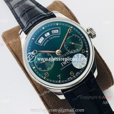 Swiss Grade 1 IWC Portuguese Annual Calendar Olive Green Watch YL Factory v2 Version