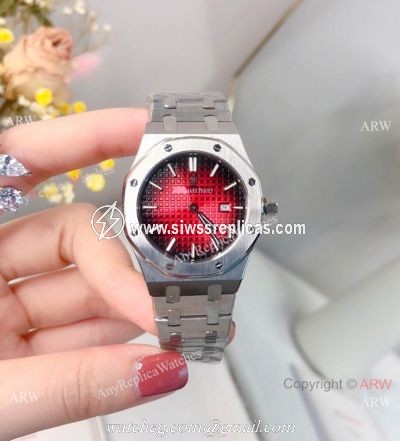 Best Copy Audemars Piguet Royal Oak Red Dial Watch 33mm Women