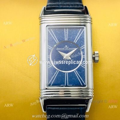2020 Swiss Replica Jaeger LeCoultre Reverso Duetto Women Watch SS Blue Dial
