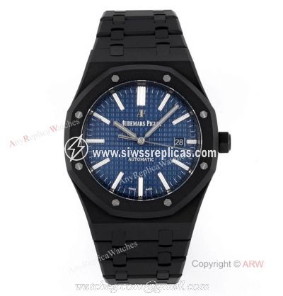(ZF) New Audemars Piguet Royal Oak 15400 Blue Dial Black Venom Swiss Replica DLC Watches