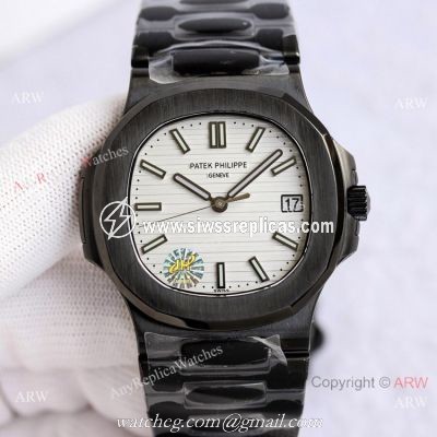 PPF Factory Patek Philippe Nautilus Black and White Watch Swiss AAA Copy