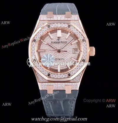 JF 1:1 Best Replica Audemars Piguet Iced Out Royal Oak 15400 Watch 3120 Movement