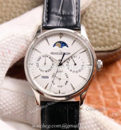 NEW! Swiss Copy Jaeger-LeCoultre Master Ultra Thin Perpetual Watch SS White Dial