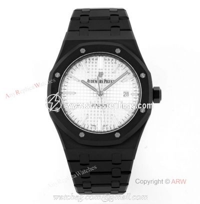 New Audemars Piguet Royal Oak White Dial Black Venom 15400 Swiss Replica DLC Watches