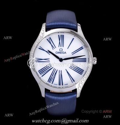 Best Omega De Ville Tr?Sor Ladies Her Time Fake Watch With Blue Fabric Strap Omega 4061 Quartz Movement