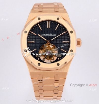 R8 Factory 1-1 Best Replica Audemars Piguet Royal Oak Swiss Tourbillon Watch Rose Gold