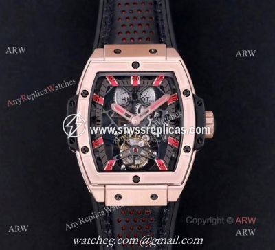 Best Replica Hulot Masterpiece Rose Gold Tourbillon Skeleton Watch Hand-Winding Movement