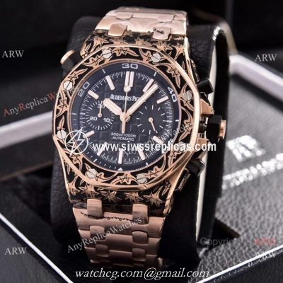 Copy Audemars Piguet Diver Rose Gold Engraving Watches Chronograph Movement