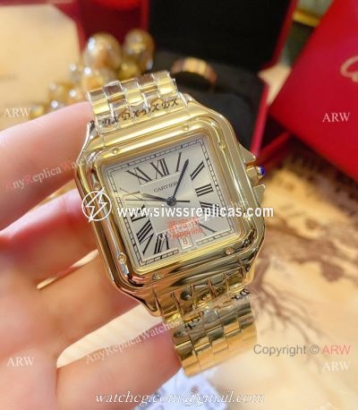 New! Replica Cartier Panthere 38mm Men Watch Yellow Gold