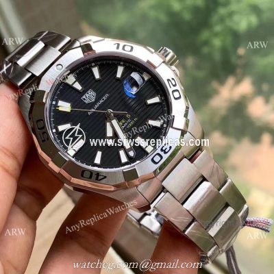 Super Clone Tag Heuer Aquaracer Calibre 5 Watch SS Black Dial Swiss Automatic