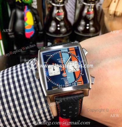 Replica TAG Heuer Monaco Gulf Leather Strap Watches 39mm