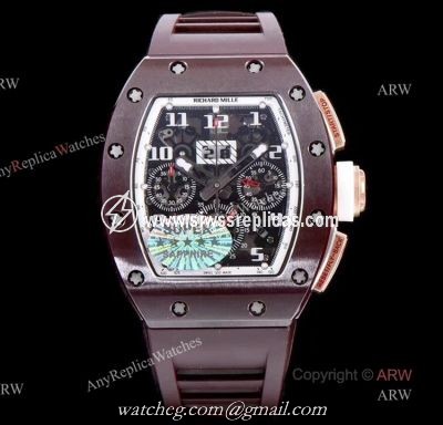 KV Factory Best Replica Richard Mille RM011 Brown Ceramic Flyback Chronograph Watch For Men
