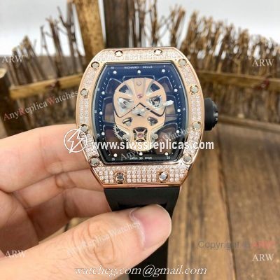 NEW! Replica Richard Mille RM52-06 Tourbillon Mask Watches Rose Gold Diamond