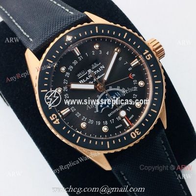 2020 New! Swiss Replica Blancpain Bathyscaphe Moon phase Rose Gold Watch