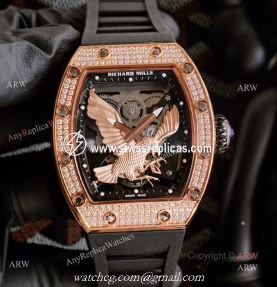 Unique Model Richard Mille RM 57-05 Eagle Dial With Rose Gold Diamonds Watch Replica