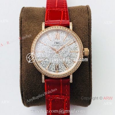 Swiss Copy IWC Portofino Rose Gold Diamond Bezel Lady Watch
