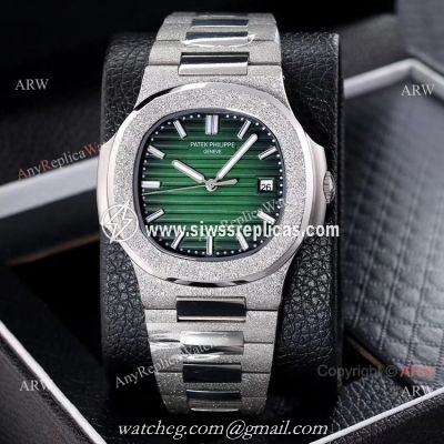 New Replica Patek Philippe Frosted Watch D-Green Dial w-Luminous Markers