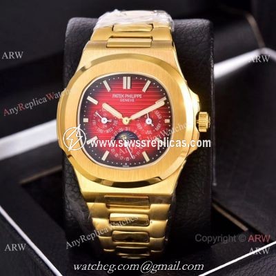 Knockoff Patek Philippe Nautilus Moon Phase Red Gradient Dial Watches 40mm