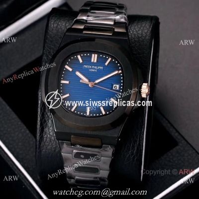 Knockoff Patek Philippe Nautilus All Black Watches Blue Gradient Dial