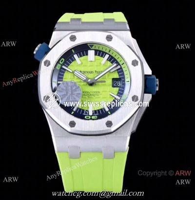 JF Factory V8 1:1 Best Audemars Piguet Divers Watch Green Rubber Strap