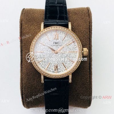 Swiss Copy IWC Portofino Ladies Watch Rose Gold Diamond Bezel